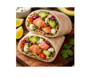 buritto with salmon and avocado